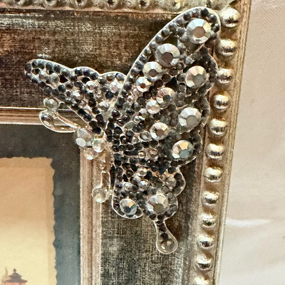 Black and Silver Butterfly Frame‎ with embellishment 5x7”